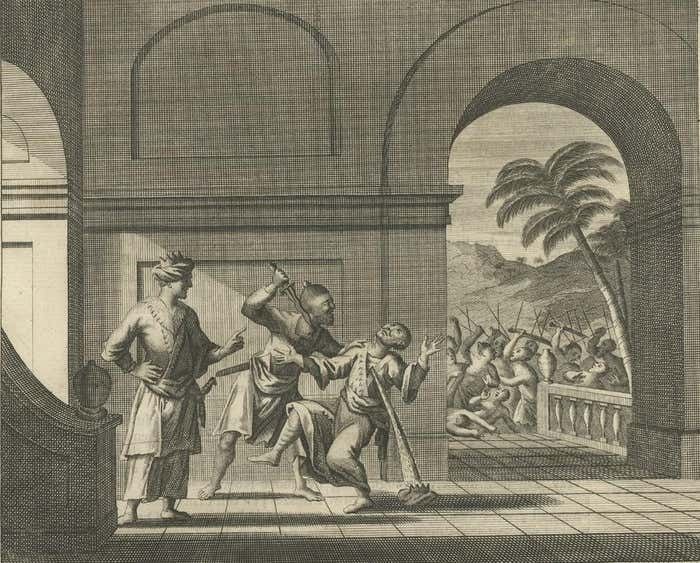 Antique Print Of A Battle In Vidia Rajoe In India 1726 photo Art