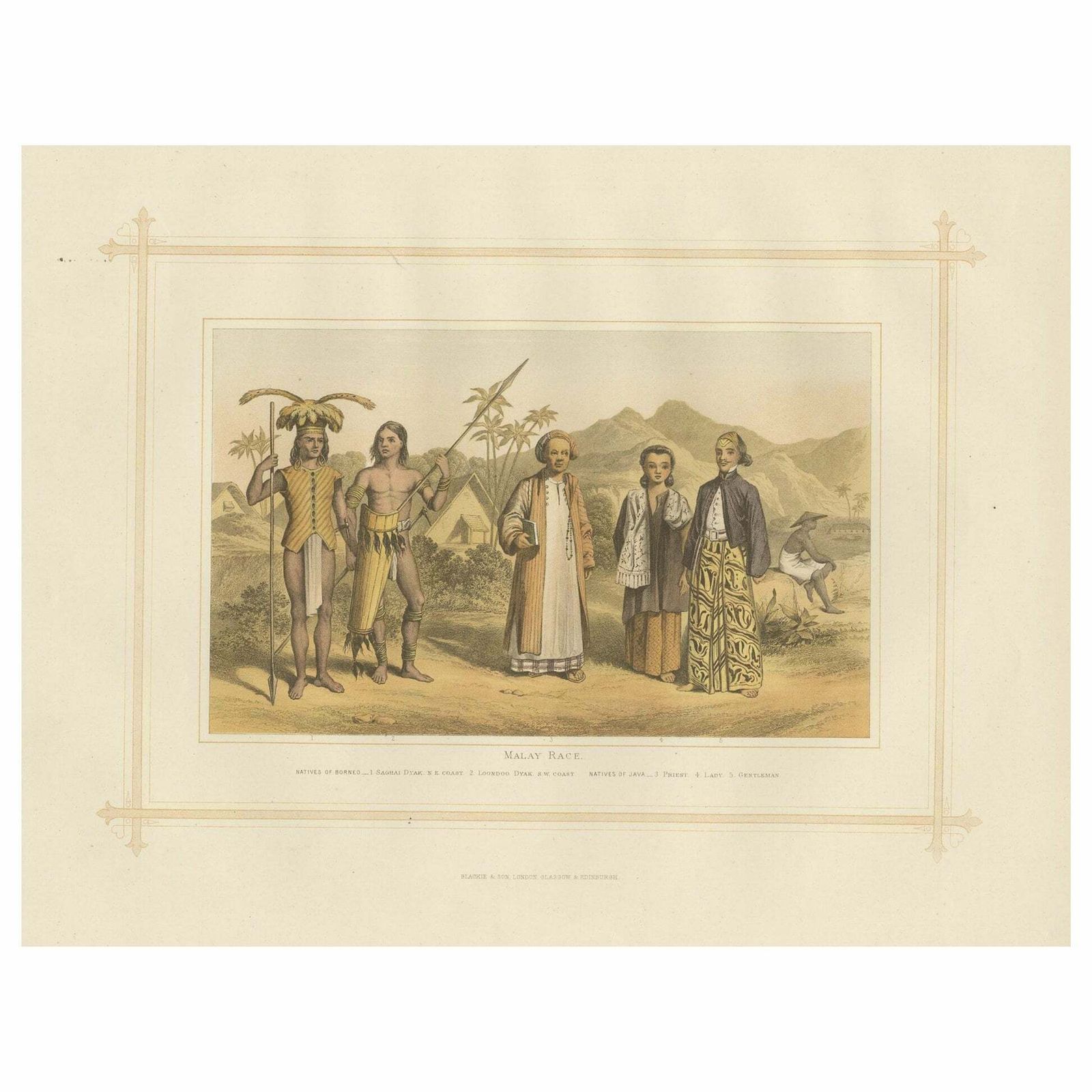 Antique Lithograph Of The Malay Race, 1882