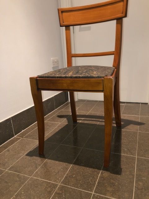 photo for sale Grange France Cherry Wood Set Of 4 Dining Chairs With Floral Upholstery