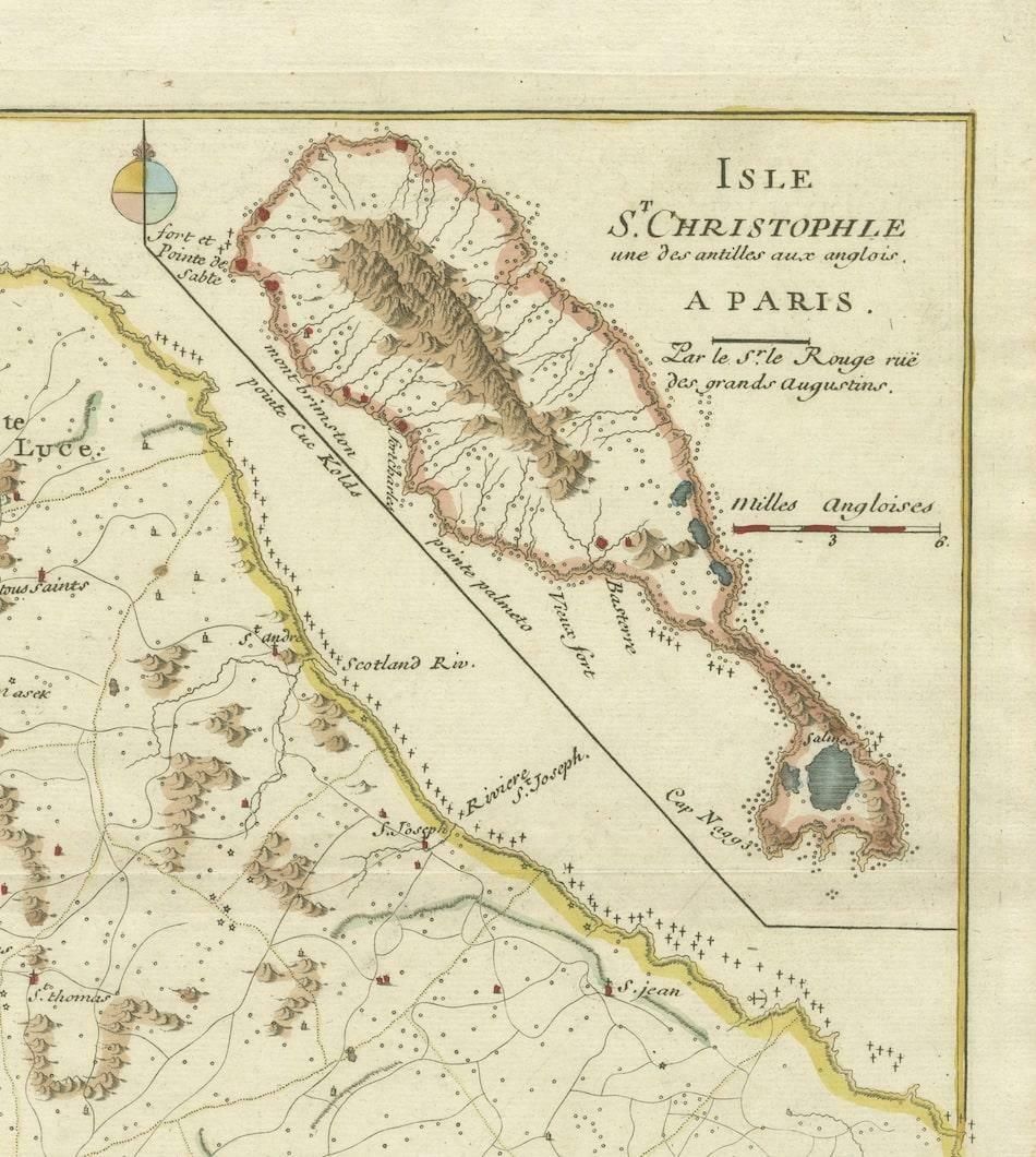 Barados And St Christopher Or St Kitts And Nevis Islands In The Caribbean 1748 photo for sale