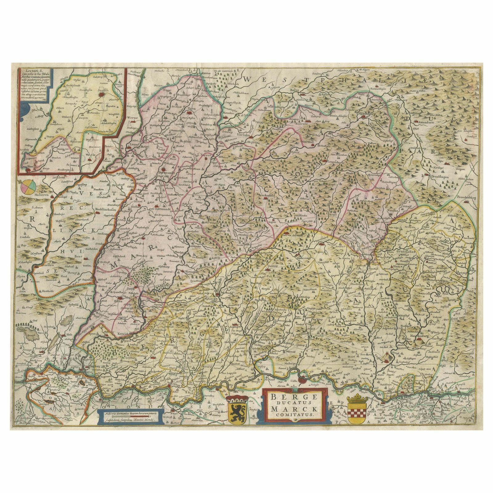 Antique Map Of The Region Of Lennep, Blankenburg And Dortmund, Germany