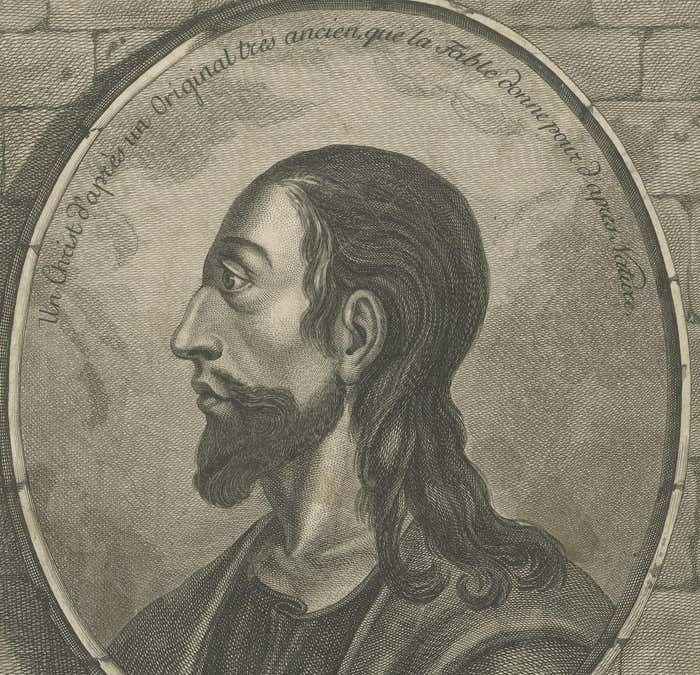 Copper Engraved Portrait Of Jesus Christ By Robert Brichet, Around 1800 photo for sale