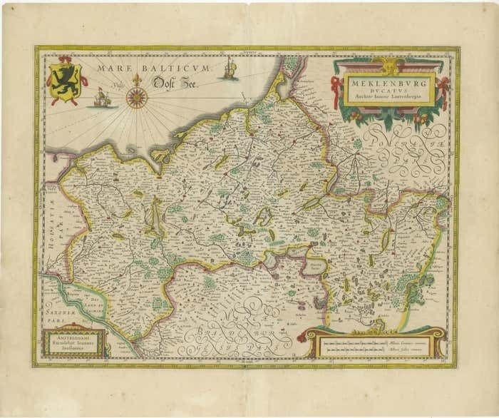 Antique Map Of Northern Germany, Showing The Area Of Mecklenburg Vorpommern photo furniture
