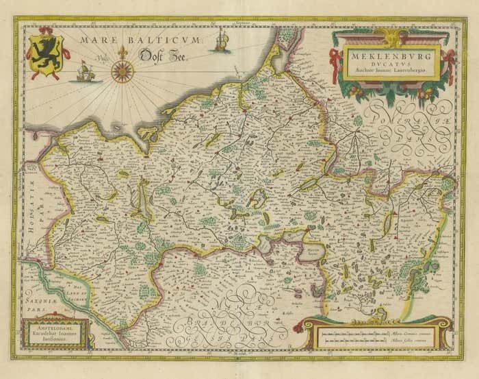 Antique Map Of Northern Germany, Showing The Area Of Mecklenburg Vorpommern photo for sale