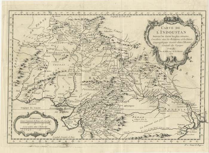 Antique Map Of Part Of India, The Ganges And Hindustan photo furniture
