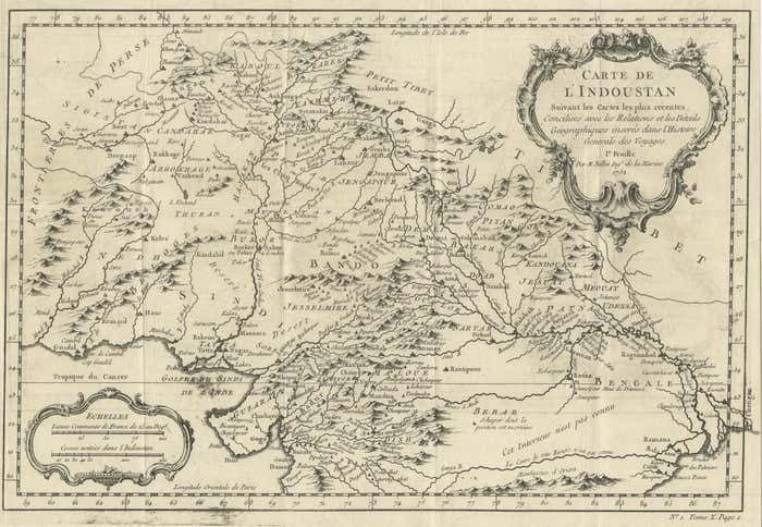 Antique Map Of Part Of India, The Ganges And Hindustan photo for sale