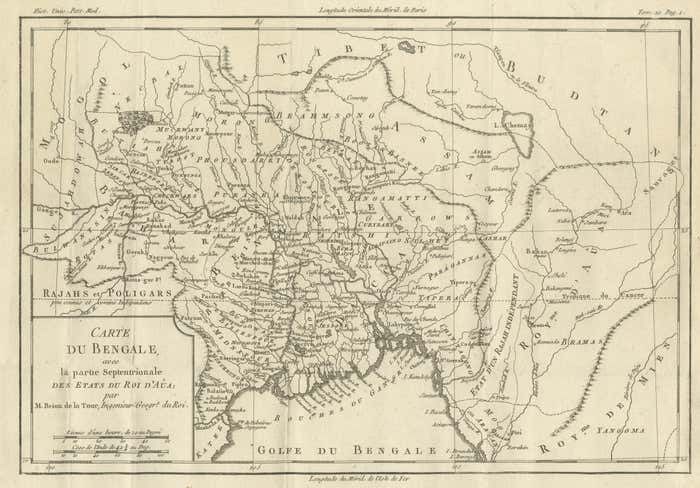 Antique Map Of Of Bengal And The Mouth Of The Ganges River photo for sale