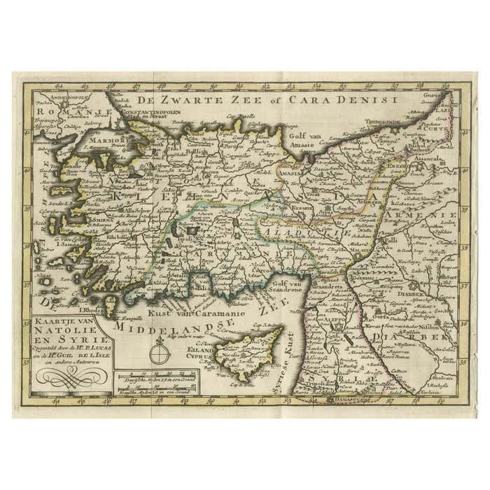 Old Map Of Anatolia, Part Of Modern Day Turkey, Armenia And Syria, 1745