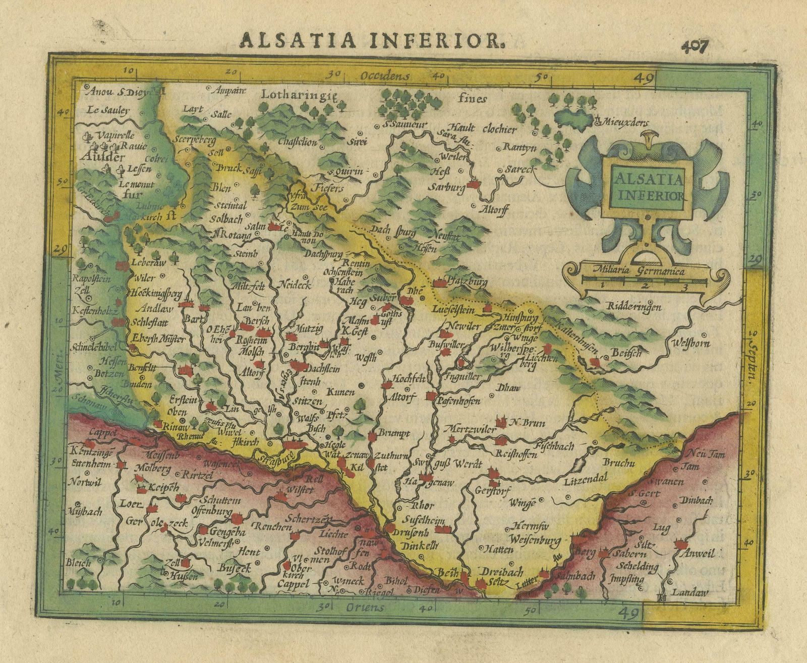 Small Original Antique Map Of The Lower Alsace Region, Germany photo for sale