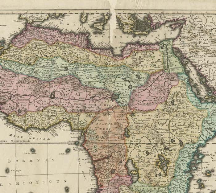 Original Antique Hand  Map Of Africa By Allard '1697' photo for sale