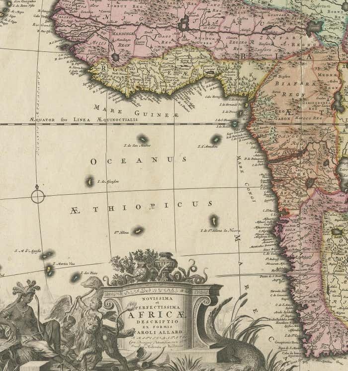 Original Antique Hand  Map Of Africa By Allard '1697' photo Art