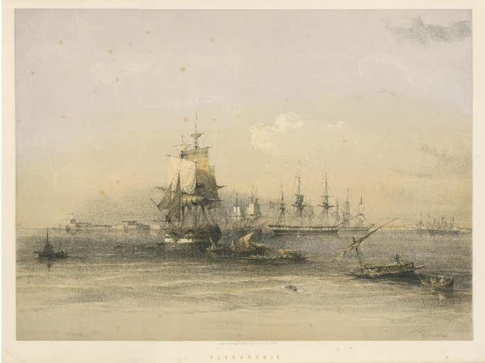 Tinted Lithograph With A View Of Alexandria, Egypt photo for sale