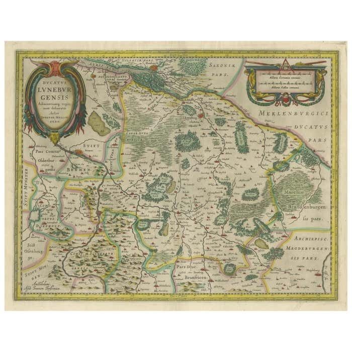 Antique Map Of The Duchy Of Lüneburg, Lower Saxony, Germany
