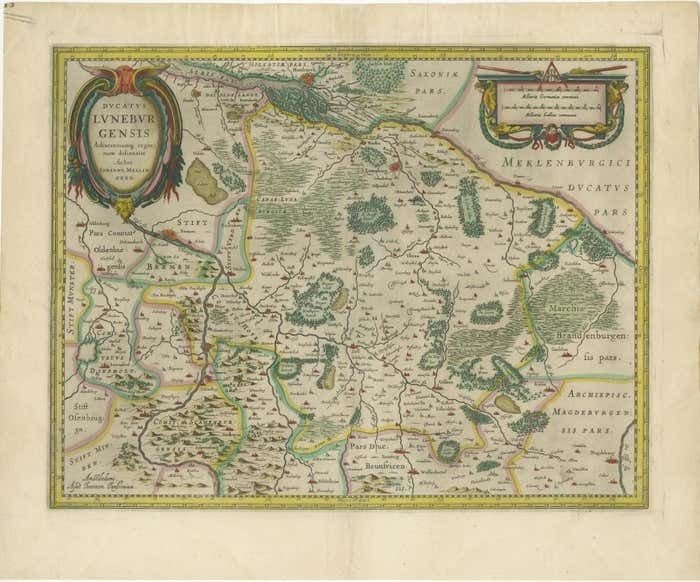 Antique Map Of The Duchy Of Lüneburg, Lower Saxony, Germany photo furniture