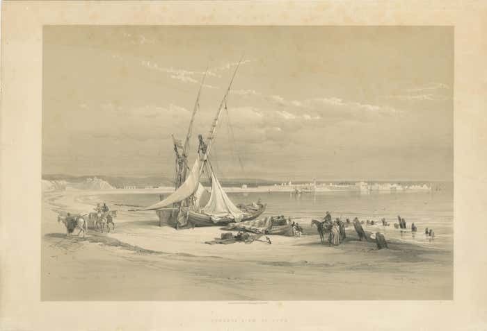 Tinted Lithograph With A View Of Tyre, Lebanon photo furniture