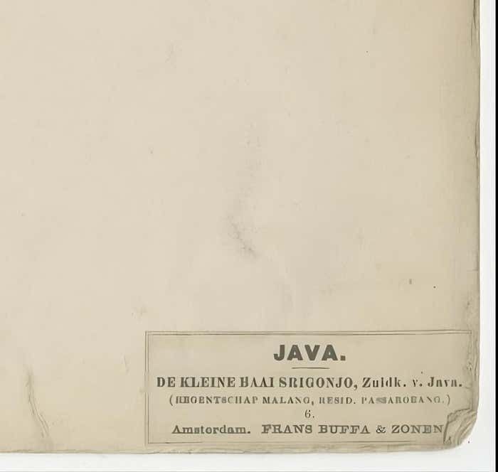 Original Antique Chromolithograh Of Srigonjo Bay, The South Coast Of Java, 1872 photo vinterior