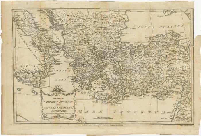 Antique Map Of The Ancient Greek Colonization photo furniture