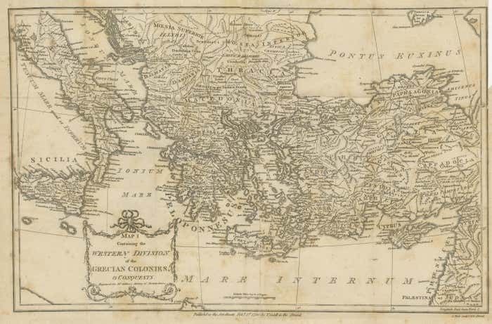 Antique Map Of The Ancient Greek Colonization photo Art