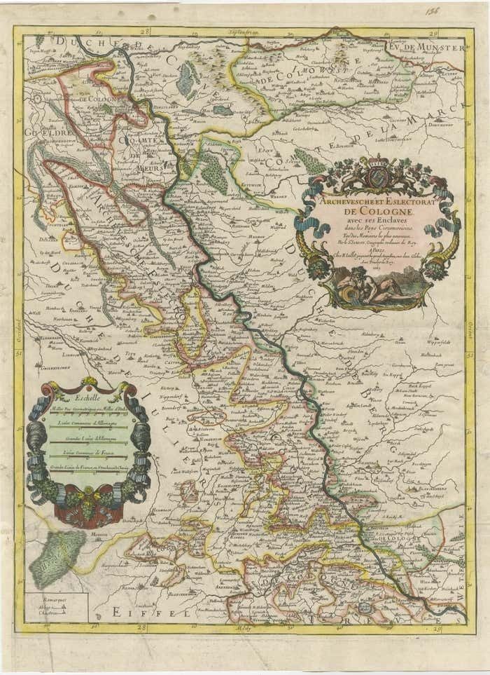 Antique Map Of The Archdiocese Of Cologne, Germany photo furniture