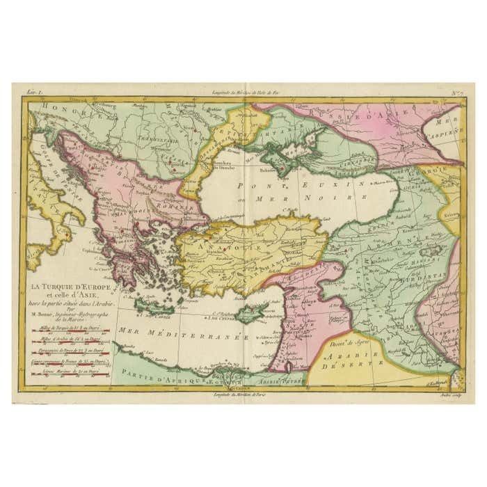Antique Map Of The Eastern Mediterranean And The Balkans