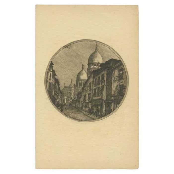 Antique Print Of A Street In Montmartre, France, C.1860