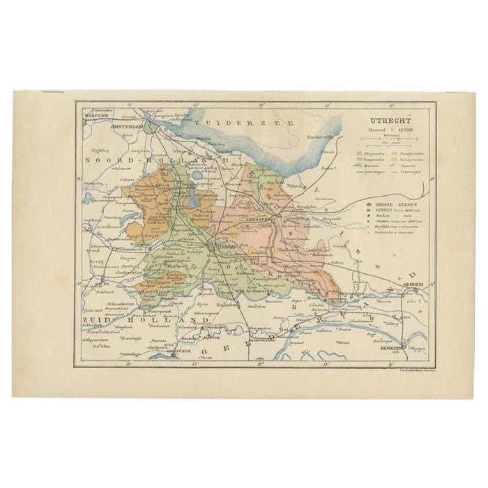 Antique Map Of Utrecht In The Netherlands, 1883