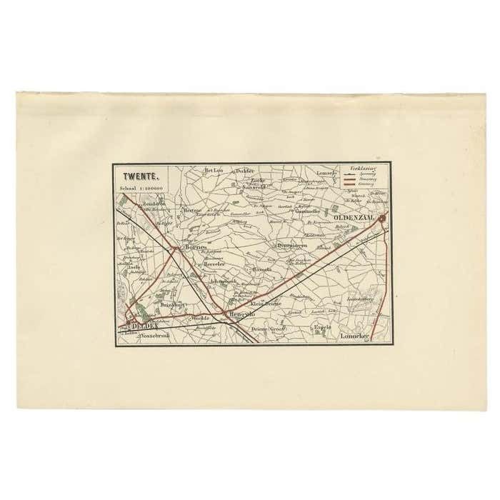 Antique Map Of The Region Of Twente, In The East Of The Netherlands, 1884