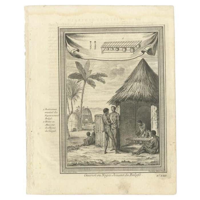 Antique Print Of A Griot Playing The Balafon In Africa, 1746