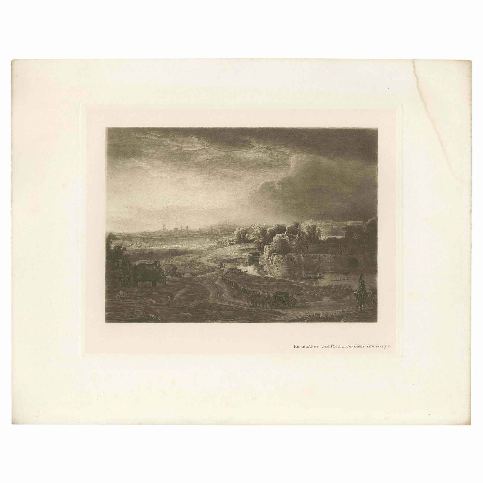 Antique Print Of 'An Ideal Landscape' Made After Rembrandt Van Rijn '1902'