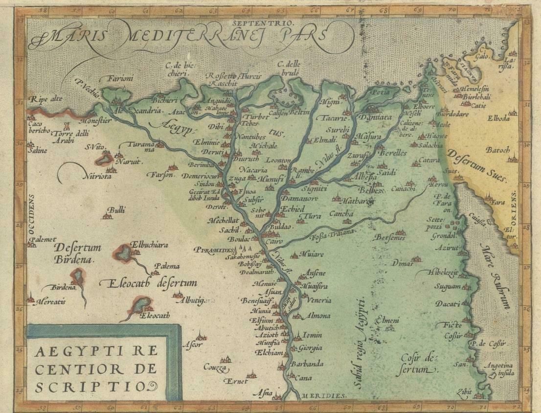 Antique Map Of Turkey, Egypt And Ancient Carthage (Tunis), Published In 1572 photo for sale