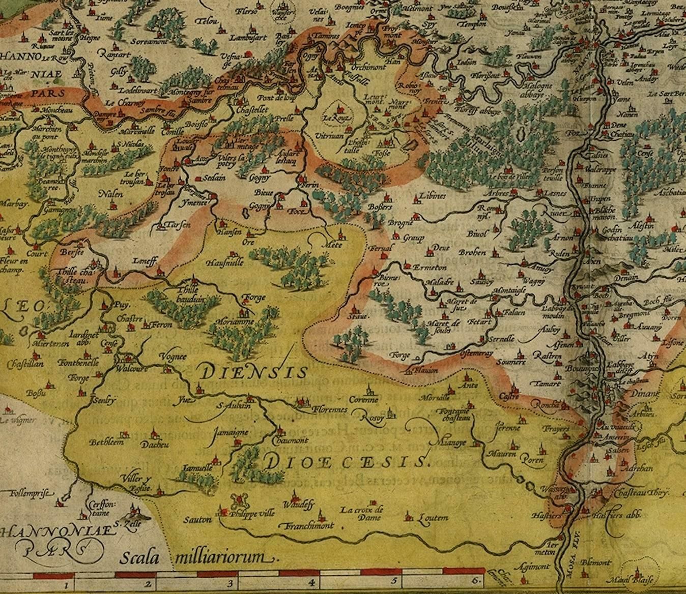 Antique Map Of The Namen Or Namur Region In Wallonia, Belgium photo for sale