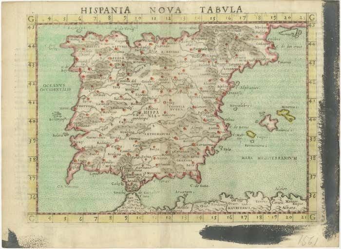 Antique Map Of Spain Including The Balearic Islands photo furniture
