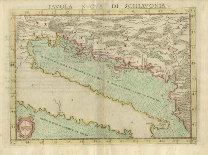 Antique Map Of The Balkans With Coat Of Arms photo for sale