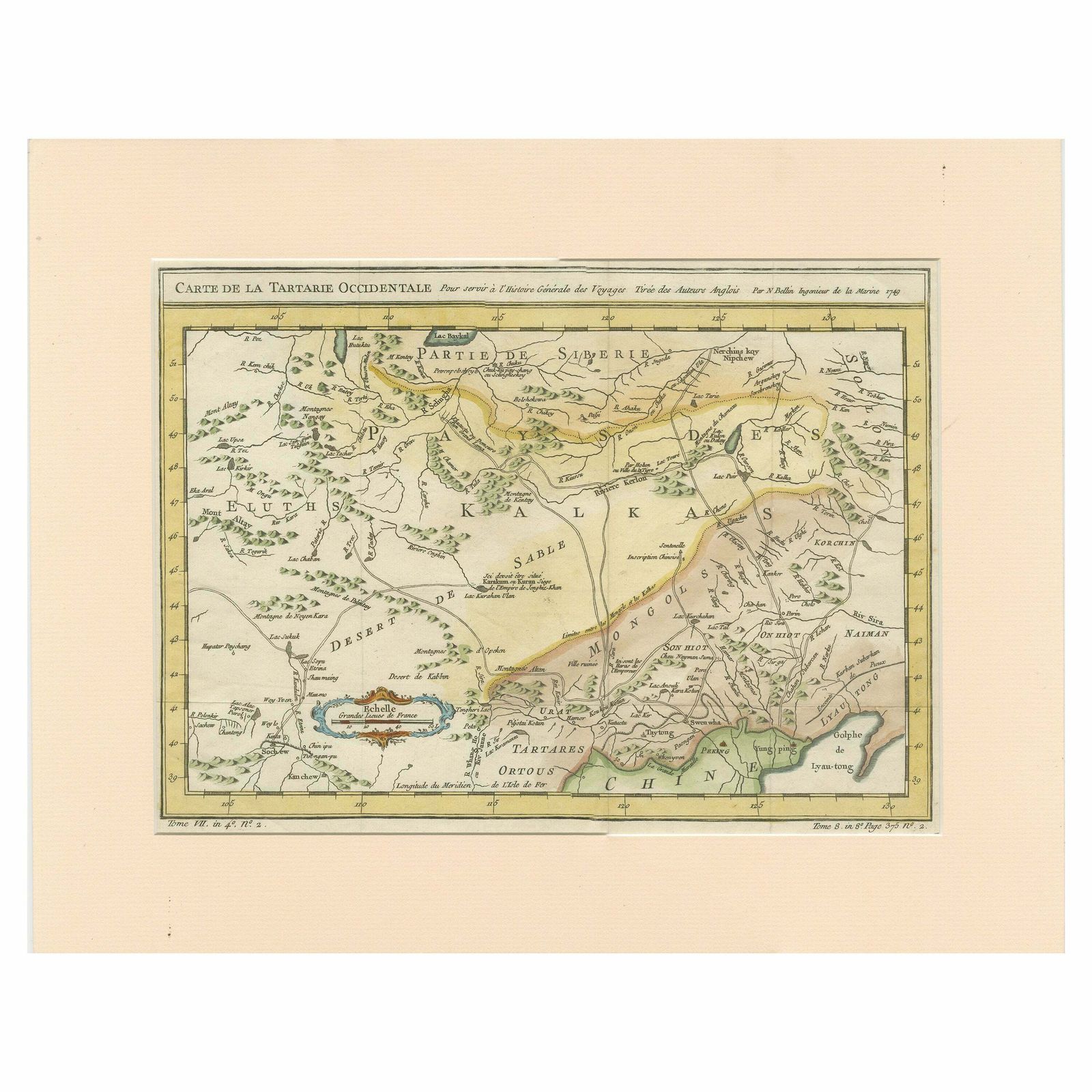Antique Map Of Tartary And Northeast Asia With Hand Coloring