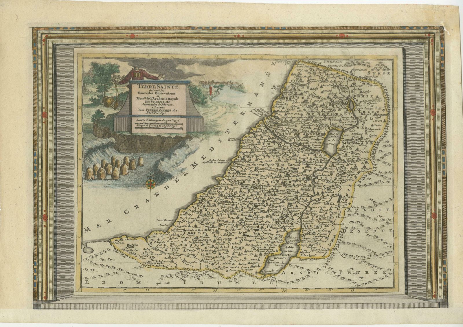 Antique Map Of The Holy Land With Picture Frame Border photo furniture
