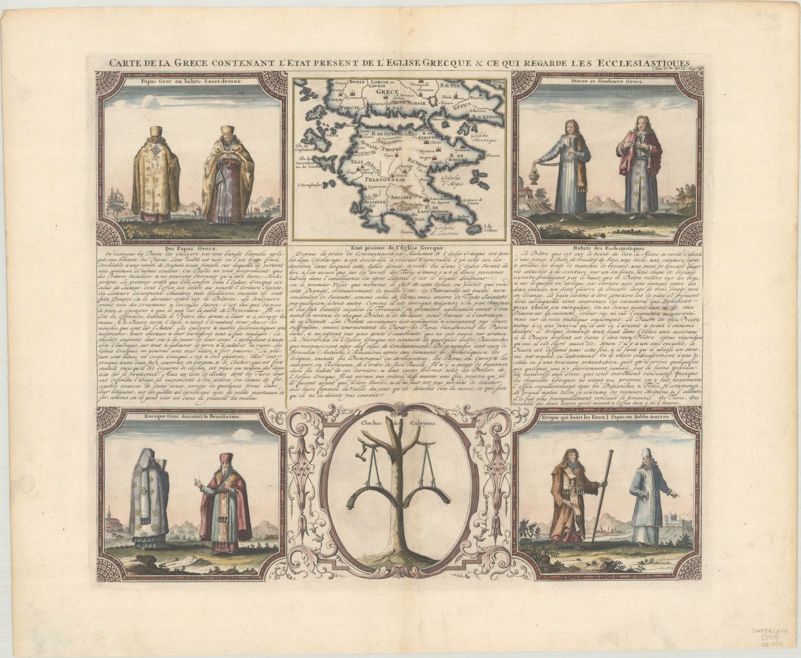 Small Map Of Southern Greece Together With Five Greek Religious Scenes, Ca.1720 photo Art