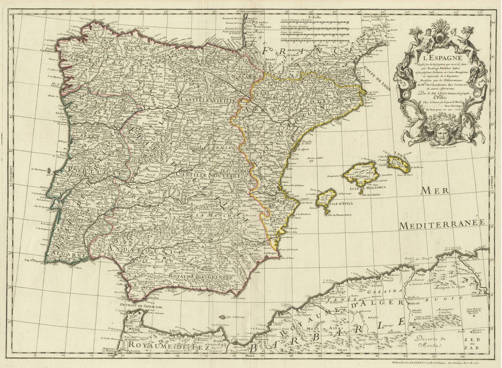 Large Decorative Map Of The Iberian Peninsula photo for sale