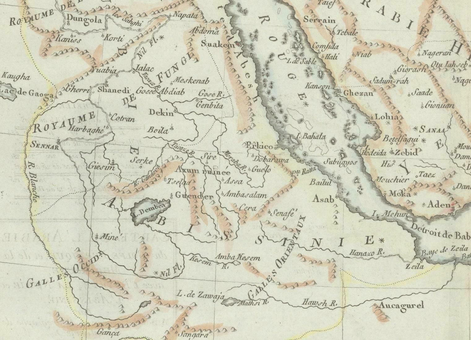 Old Map Of The Arabian Peninsula With Parts Of Egypt, Sudan, Eritrea & Ethiopia photo 419.0