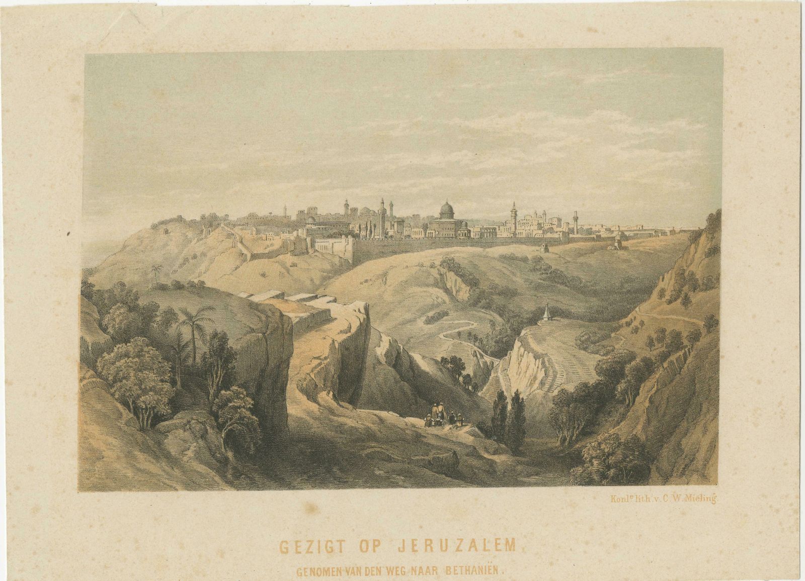 Antique Lithograph Of Jerusalem From The Road Leading To Bethany photo furniture