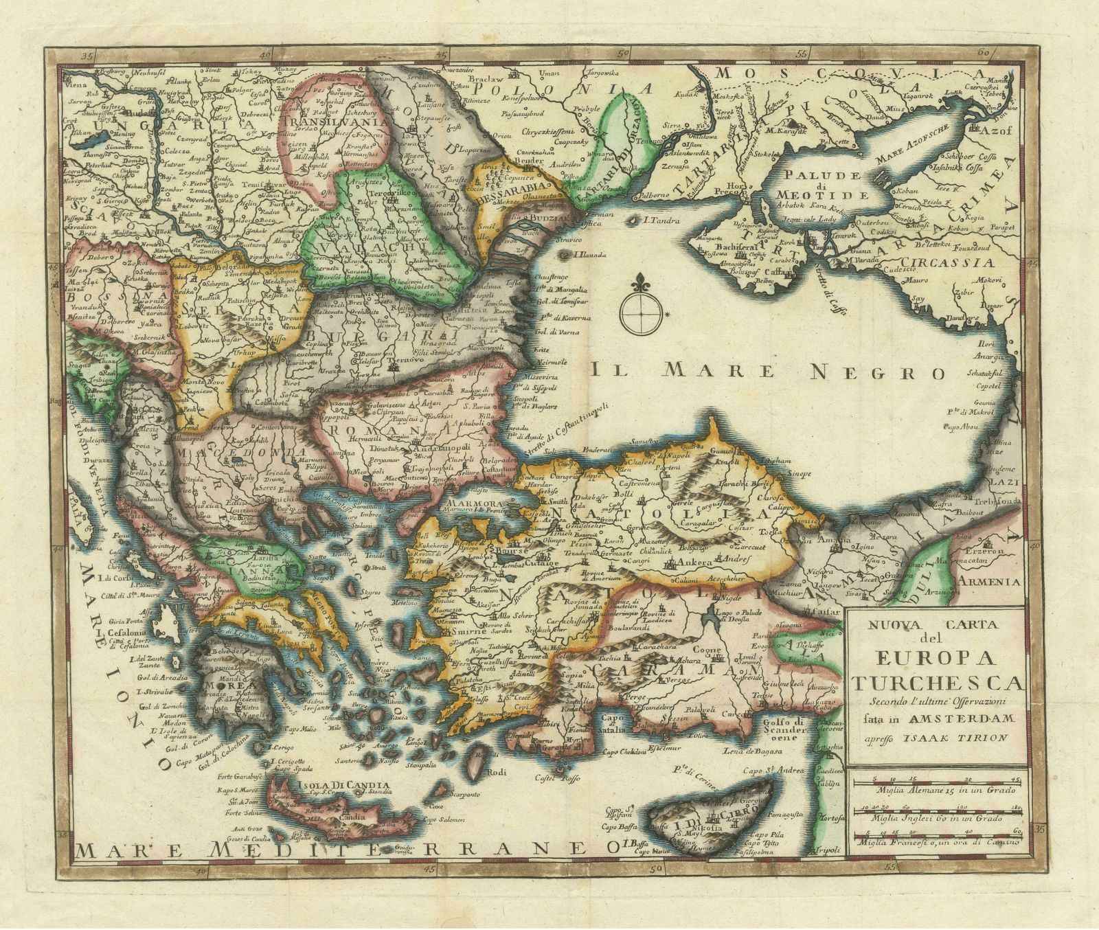 Detailed Antique Map Of The Black Sea, Balkans And Asia Minor photo for sale