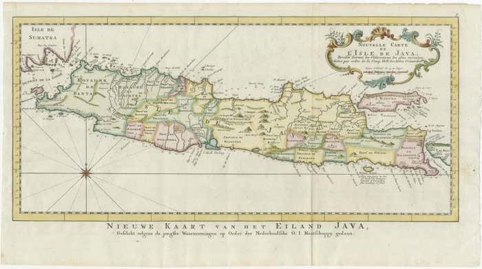 Antique Map Of The Island Of Java, Indonesia photo furniture