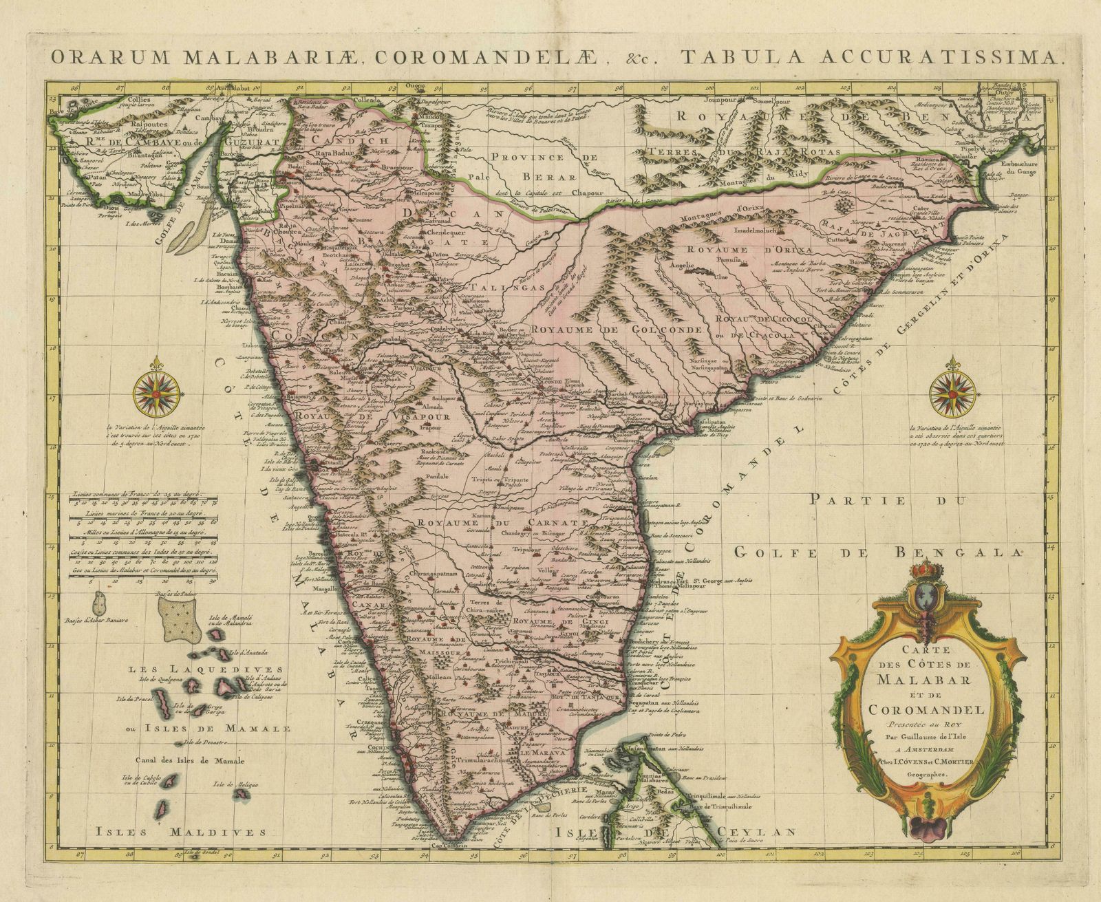 Original Hand Colored Antique Map Of The Southern Part Of India photo for sale