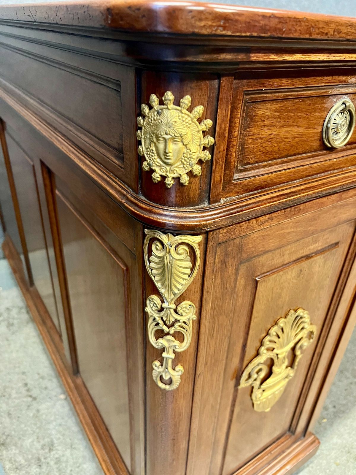 Stunning Large Antique French Mahogany & Ormolu Mounted Desk photo furniture