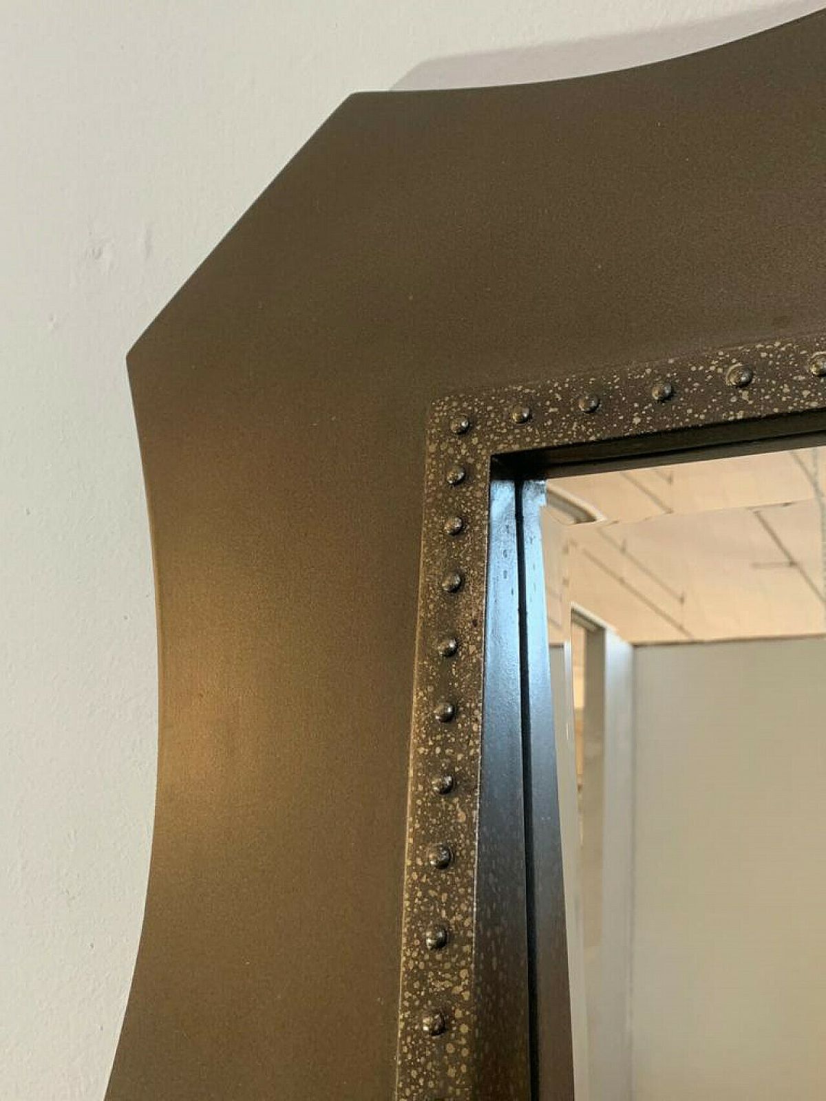 Wood, Metal And Glass Console And Mirror, 1980s photo vintage
