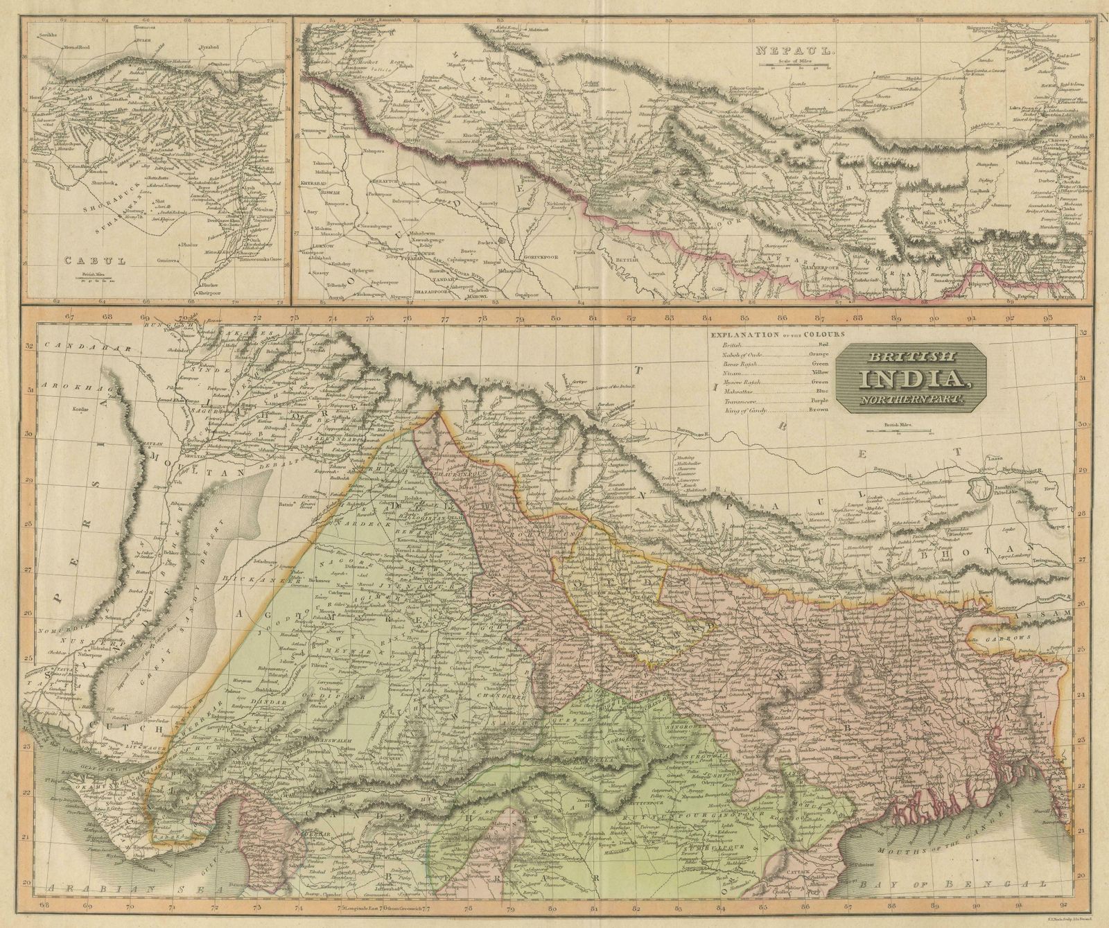 Antique Map Of British India With Insets Of Kabul And Nepal photo for sale