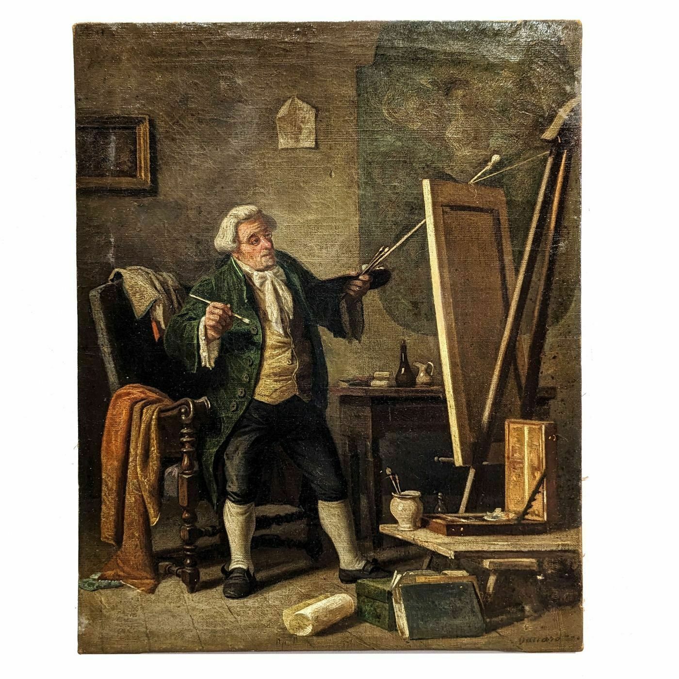 Oil On Canvas 19th Century Artist's Studio