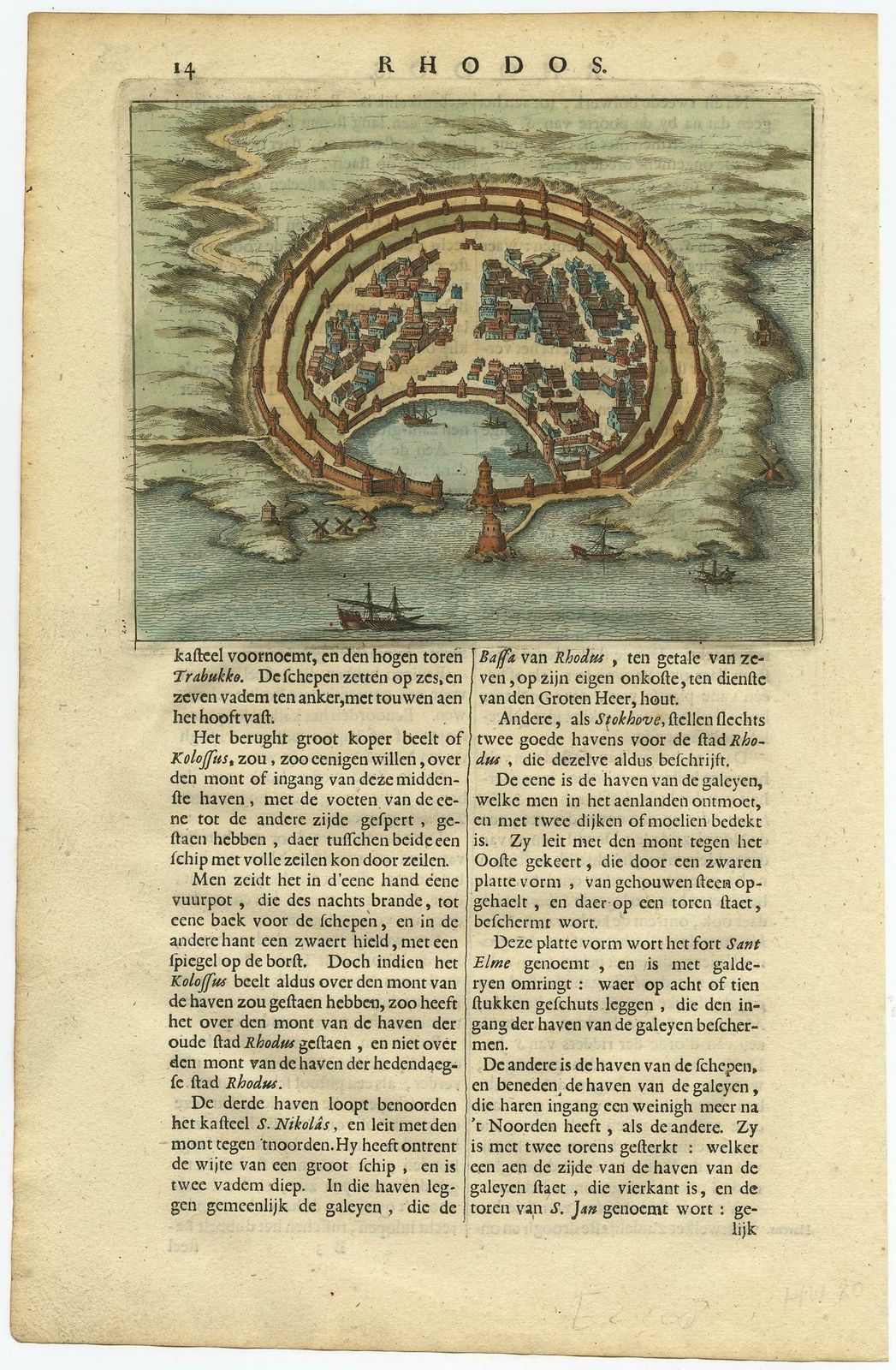 Antique Engraving With A Plan Of Rhodes, Greece, 1688 photo furniture