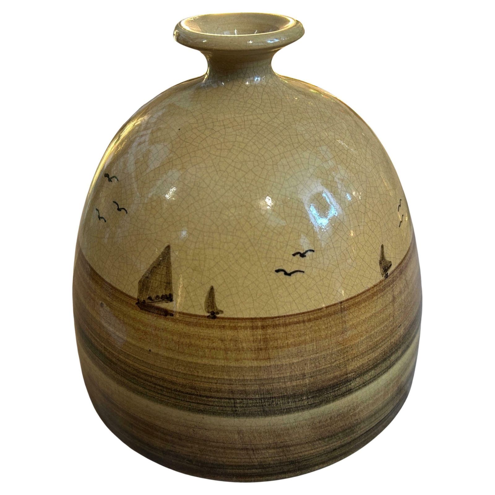 1903 Art Nouveau Brown Ceramic Italian Vase photo furniture