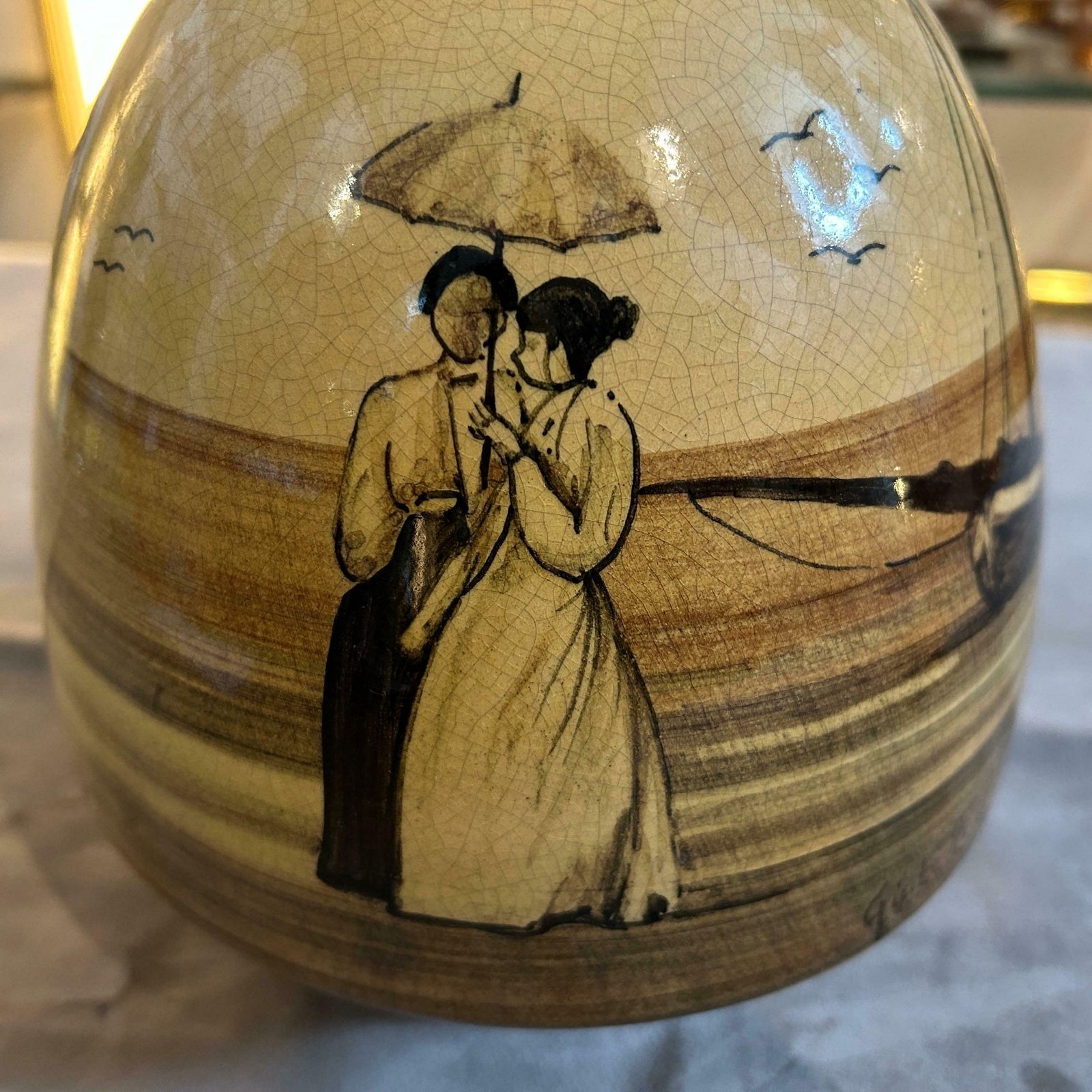 1903 Art Nouveau Brown Ceramic Italian Vase photo for sale