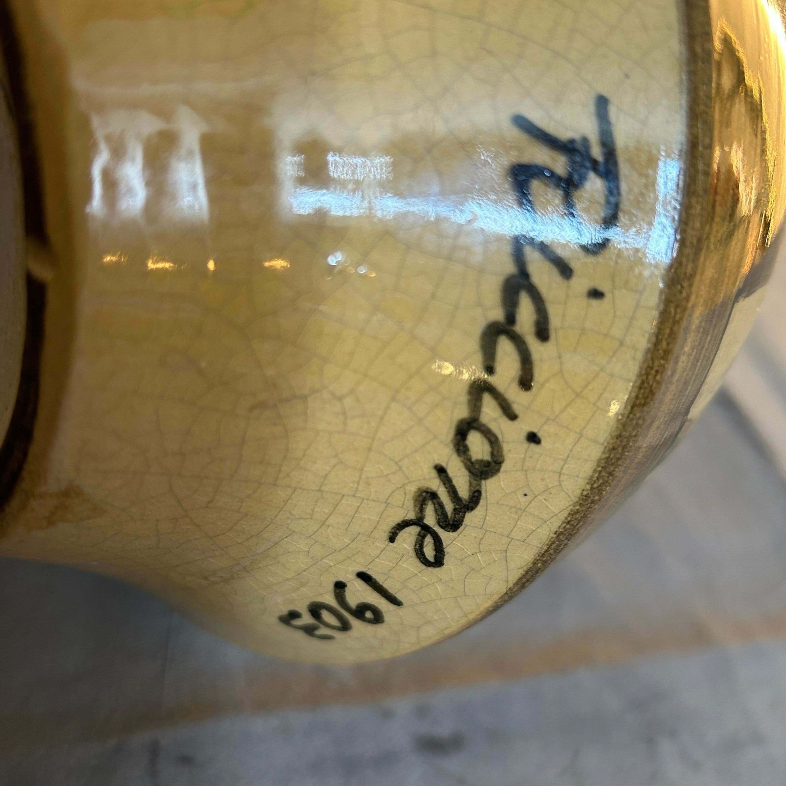 Home Decor 1903 Art Nouveau Brown Ceramic Italian Vase photo